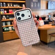 Pink Plaid Pattern 2-In-1 Phone Case, Compatible With Phone 17, 16, 15, 14, 13, 12, 11 And PRO MAX S