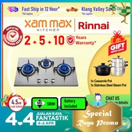 (Pre-Order) Rinnai Gas Hob - RB 38HS 4.5kW Burner Built-In / Free Standing Gas Burner | 76cm Cooker Hob 2 Burner | Flexi Cut-Out Size | RB-38HS Stainless Steel | Rinnai Gas Stove | Cooker Hob | Tungku Dapur