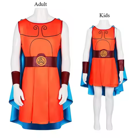 ABC123Anime Movie Hercules Cosplay Costume for Adult Kids Top Cloak Belt Men Boys Halloween Carnival