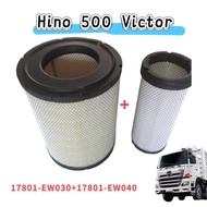 (ซื้อ3แถม1)กรองอากาศ Hino 500 FM1A 2FM2P AO9C P11C GV1A 344HP Victor AirFilter(17801-EW030+17801-EW0