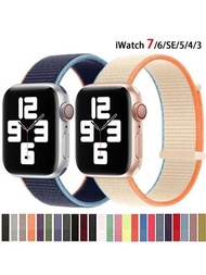 1入組男女柔軟編織尼龍循環帶適用於Apple Watch 38mm 40mm 41mm 42mm 44mm 45mm 49mm時尚運動手錶替換手帶，適用於系列Ultra 8 7 6 5 4 3 2 1 SE，Apple Watch智能手錶帶手鐲手錶帶配件