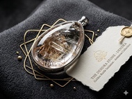 紫體駭骨水膽水晶・白銅雅緻吊墜