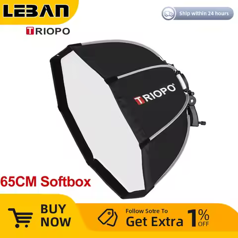 TRIOPO 65cm Octagon Umbrella Softbox with Honeycomb Grid For Godox V860II TT600 TT685 YN560 III IV T