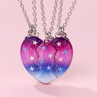 Colorful Best Friend Necklace for 3 BFF Necklace for Children Heart Pendant Necklace for 3 Women Gir