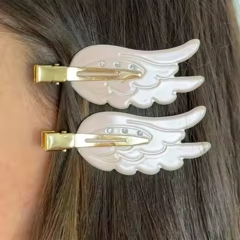 Y2K Angel Wings Shape Hairpin Barrettes for Women Girls Makeup Hair Bangs Clip DIY Hair Style Tools 