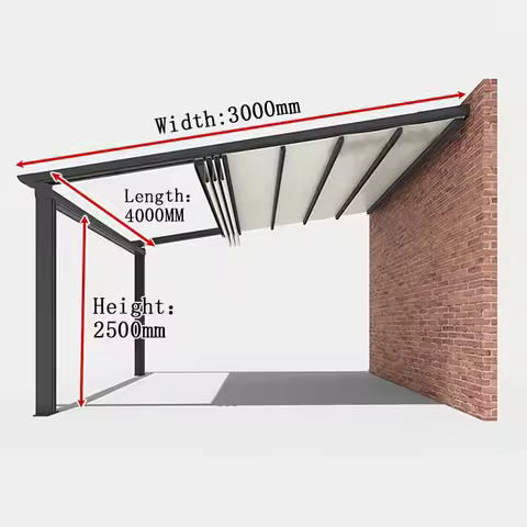 Outdoor Aluminium Folding Courtyards Terrace Outside 3X6M Pavilion Eaves Tents Gazebo Pergola Sunroo