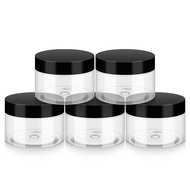 Household 4oz Plastic Jars with Lids, 5 Pack BPA Free, Reusable, Refillable Transparent Cosmetic Con