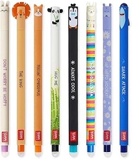LEGAMI Set of 8 Erasable Gel Pens with Thermal Sensitive Eraser Ink Assorted Ink Colours and Barrel 