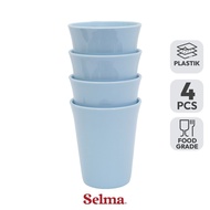 Selma Petite Plastic Cups 250 ML Set of 4 Pcs - Drinking Glasses, Water Cups, Drinking Cups, Glass C