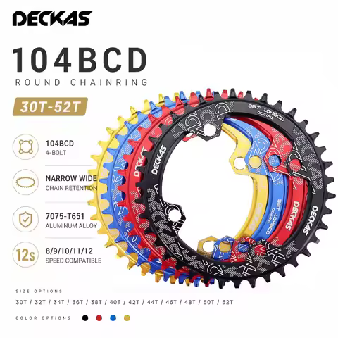 Deckas Bike Chainring Round 104 BCD 30T 32T 34T 36T 38T 40T 46 48 50T MTB Road Bike Mountain Chainwh