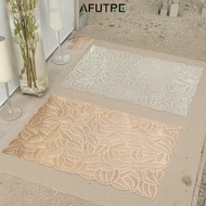 Afutre  6Pcs  Gold Rectangle Dining Table Mats  Metal Leaves Cutout Table Mats PVC Placemats for Tab