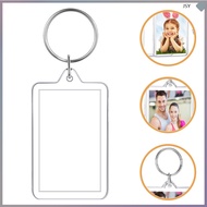 6 Pcs Photograph Keychain Picture Frames Blank Keyrings 5.20X3.40X0.50CM Transparent junshaoyip
