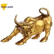 Feng Shui Fortune Brass Bull Statue, Sculpture Home Decoration Golden Copper Bull Represents Good Luck of Career
