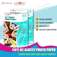 CUYI RC Glossy Photo Paper 200gsm A4 Size No Back Print Photo Paper Waterproof