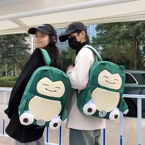 Pokemon Anime Snorlax Plush Backpack Children Large Capacity Backpack Student School Bag Outdoor Tra