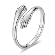 S925 Sterling Silver Ring Couple Open Hug Ring