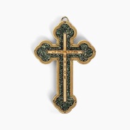 以色列進口十字架 手工鑲嵌綠玉璽天然彩石 壁掛飾2057040-2