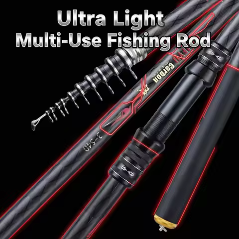 2.7M 3.6M 4.5M 5.4M 6.3M 7.2M Carbon Telescopic Rock Fishing Rod Ultra Light Rod Lure Carp Travel Oc