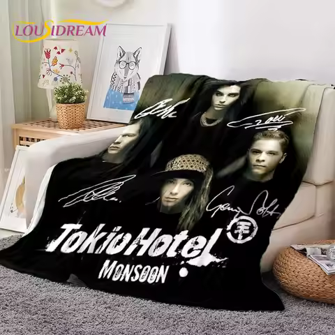 3D Rock Band Tokio Hotel Bill Kaulitz Soft Flannel Blankets,Throw Blanket Comfortable Blanket for Pi