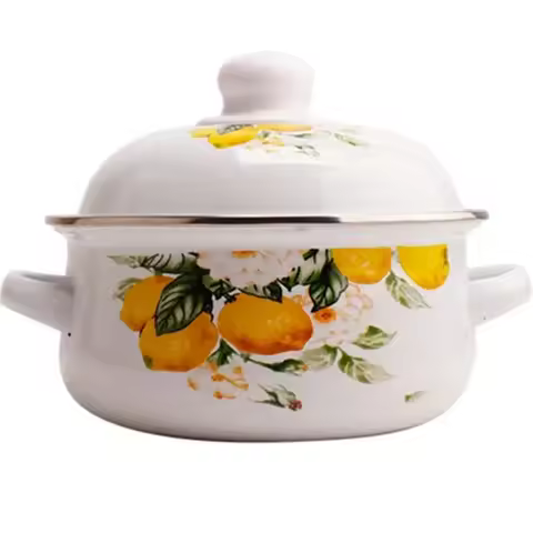 Enamel Pot Household Double Ear Soup Pot Enamel Pot Casserole Induction Cooker Gas Stove