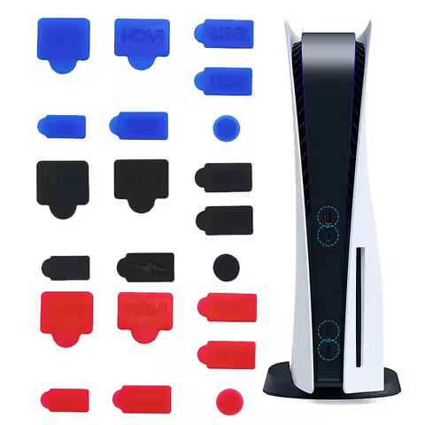 Dust Plug for PS5 Game Console 7 PCS/Set Silicone Dust Protector Anti-Dust Cover Dustproof Plug for 