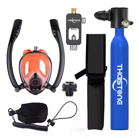 THAISTONE Diving Tank with Snorkel Mask 0.5L Mini Scuba Portable Lungs Oxygen Cylinder Full Face Div