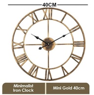 Jam Dinding Besi 40cm/50cm/60cm Minimalist Iron Clock Vintage Roman Wall Clocks Decorations