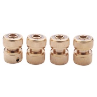 4 Pc Brass Hose Connector Hose End Quick Connect Fitting 1/2 inch Hose Pipe Quick Connector for Gardening Home Watering,Car Washing