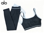 alo Yoga Outfit Set Color Block Sports Tank Top Womens Fake Two-Piece Contrast Pilates Fitness Pants
