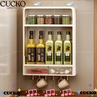 CUCKO Wall-Mounted Cupboard, Groceries Storage Spices Organization Kitchen Storage Rack, No Punching