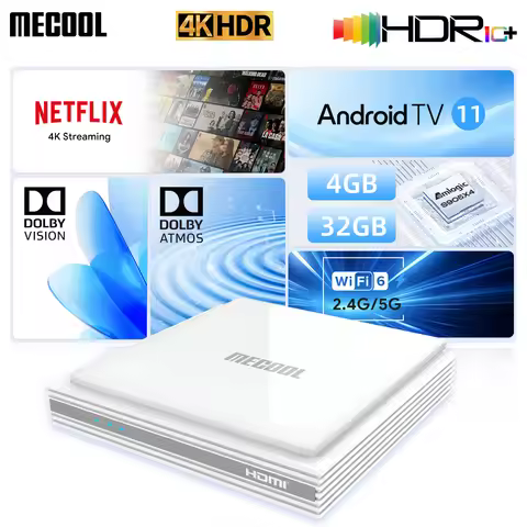 MECOOL Android TV Box KM2 Plus Deluxe With Netflix 4K Certified Dolby Atmos/Dolby Vision 4+32G WiFi6