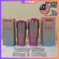 Prrime Tumbler 900ml/1200ml Glitter with Handle Gradient Letak Nama Logo Engrave Name Thumbler SUS304 Double Insulation