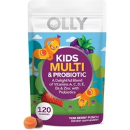 OLLY Kids Multivitamin & Probiotic Gummy, Digestive Support, Vitamins A, D, C, E, B, Zinc, Chewable 