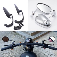 Motorcycle Chrome Black L-bar Retro Oval Rearview Side Mirror E9 Mark For Honda Yamaha Suzuki Cafe R