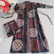 Baju Gamis Batik Wanita Modern Kombinasi Polos Pekalongan Jumbo