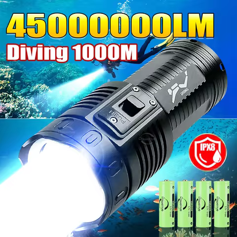 Most Powerful Diving Flashlight 5*T40 LED Professional Diving Flashlight Super Bright Underwater Tor
