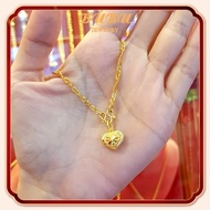 NECKLACE COD PAWNABLE 18K SAUDI GOLD HEART PENDANT IN JAPAN STYLE CHAIN