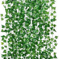 1/12/24pcs, 82.68 Inches/6.89 Feet, Artificial Ivy Leaves, Green Garland Hanging Plants, Suitable Fo