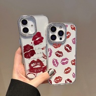 Sweet Romantic Kiss Red Lip Print Clear Phone Case For iPhone 7 Plus 8 Plus 6 Plus 6S Plus SE 2020 S
