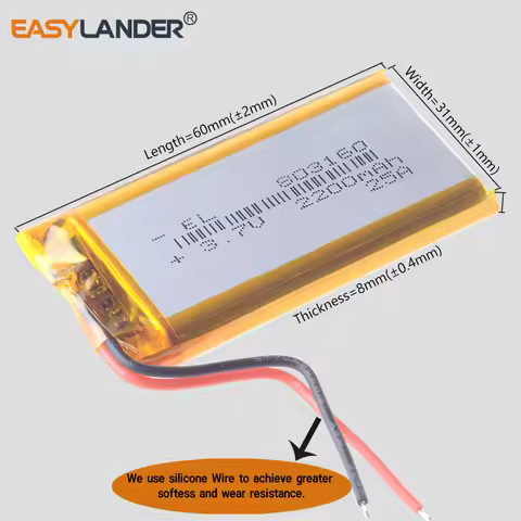 Silicone Wires 3.7V 2200mAh Polymer Lithium LiPo Rechargeable Battery 803160 For Mobile Phone Power
