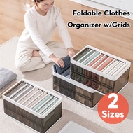 Foldable Stackable Clothes Organizer Pants Bag Storage Drawer w/Grids for Wardrobe Cabinet