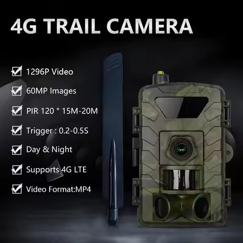 4G APP-Controlled 60MP 1296P Hunting Tracking Camera Wireless Wildlife Camera with 0.2S Night Vision