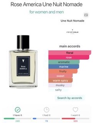 Une Nuit Nomade 夜遊人 Rose America  50ml (98% , No Box ,實物如圖）