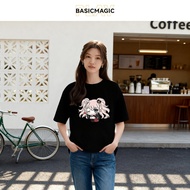Athletic Cartoon Character Print Loose T-Shirt, Basic, Street Style, Oversize 0044