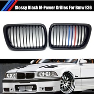 กระจังหน้าไต๋กันชนรถยนต์สีดำเงาสไตล์ M 1คู่ M3ตะแกรงสำหรับ BMW E36 3ชุด97-99อุปกรณ์ตกแต่งรถยนต์ชุดมี