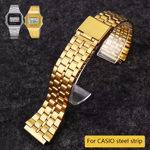 For CASIO A158/A159/A168/A169 /B650 /AQ230 /AE500W Solid Stainless Steel Watchband for Classic Small