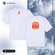 Jesus Is King Burger Style Logo T-Shirt – Fun Christian Parody Graphic Tee Unisex Faith Apparel