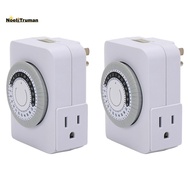 US Plug, 2Pcs 24-Hour Outlet Timer with 2 Grounded Outlets Timer Plug for Electrical Outlets,30-Minu