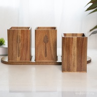 Tablew Tableware Solid Wood Storage Box Chopstick Holder Kitchen Wooden Cutlery Retro Spoon Chopstic