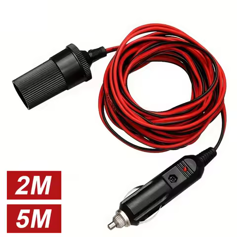 2M/5M Cigarette Lighter Extension Cord 12/24V 10A Heavy Duty Extension Cable Cigar Lighter Plug Cabl